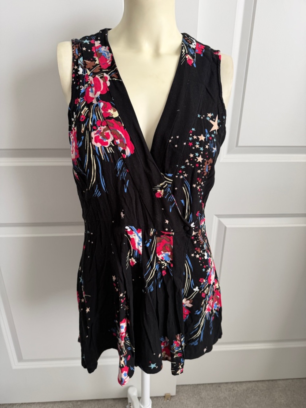Free People Back To‎ Basics Floral Wrap Tunic Top Medium Festival Bohemian - Picture 2 of 6